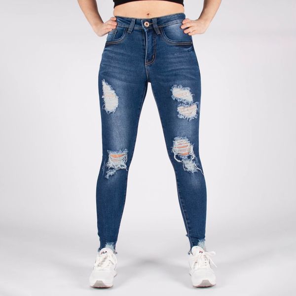 Girl Vivi ripped skinny stretchfarkut t.sininen-2