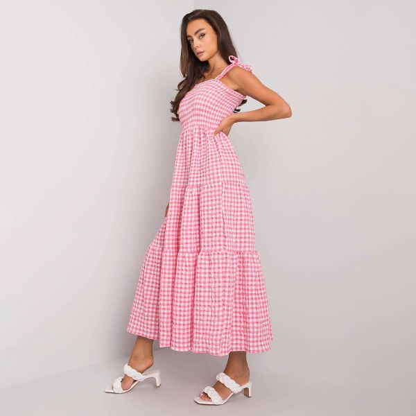 Rue Paris Michela ruutukuvioinen mekko pinkki-2