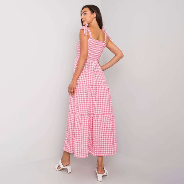 Rue Paris Michela ruutukuvioinen mekko pinkki-3