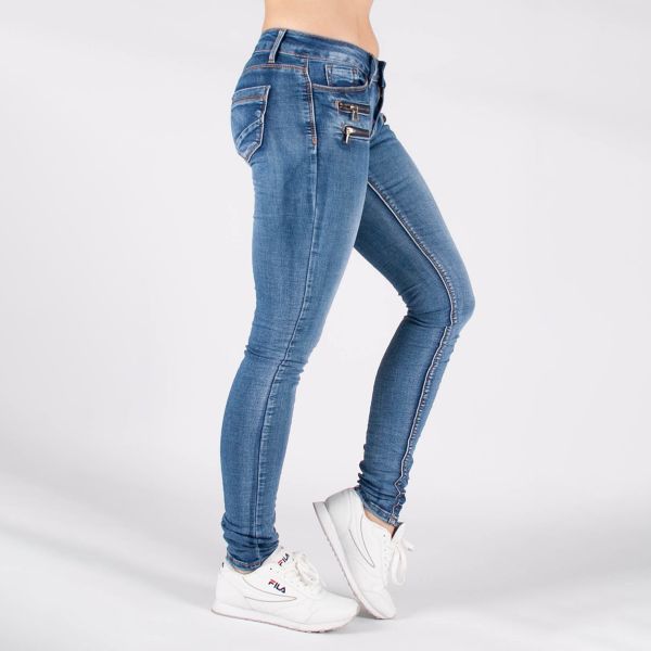 Girl Vivi Low waist stretchfarkut sininen-6