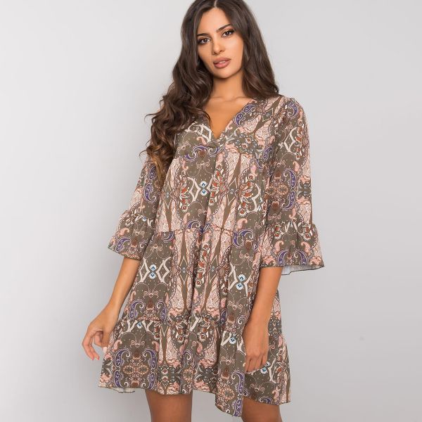 Rue Paris Jasmine kuvioitu mekko khaki