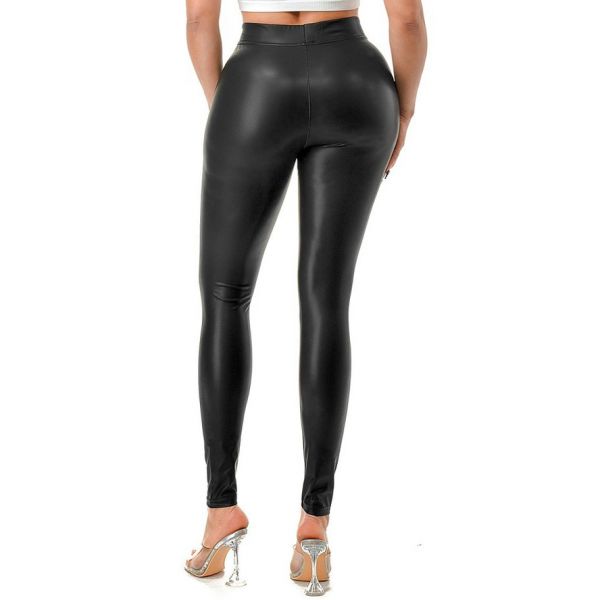 C. Mode Leatherlook leggingsit musta-2