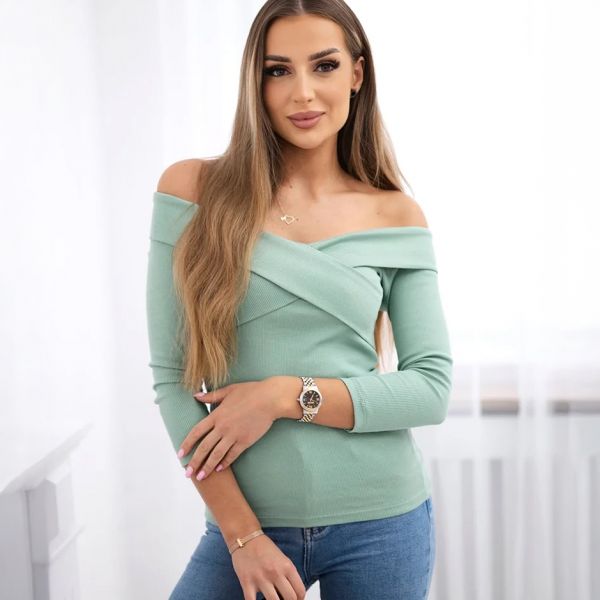 Kesi off shoulder ribbipaita minttu