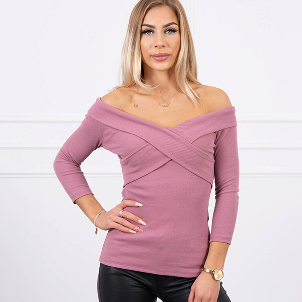 Kesi off shoulder ribbipaita vanha roosa