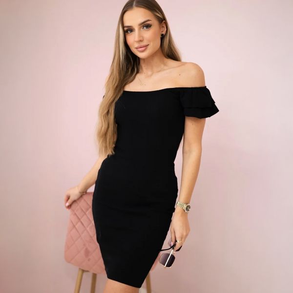 Rocco Off Shoulder ribbimekko musta