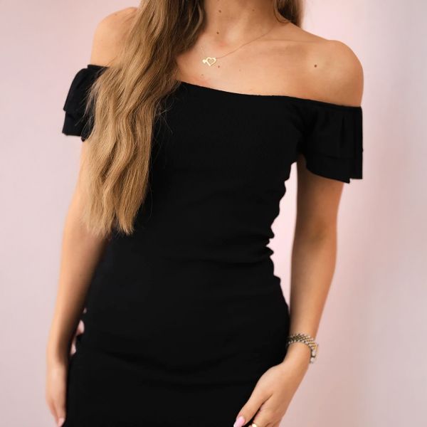 Rocco Off Shoulder ribbimekko musta-4
