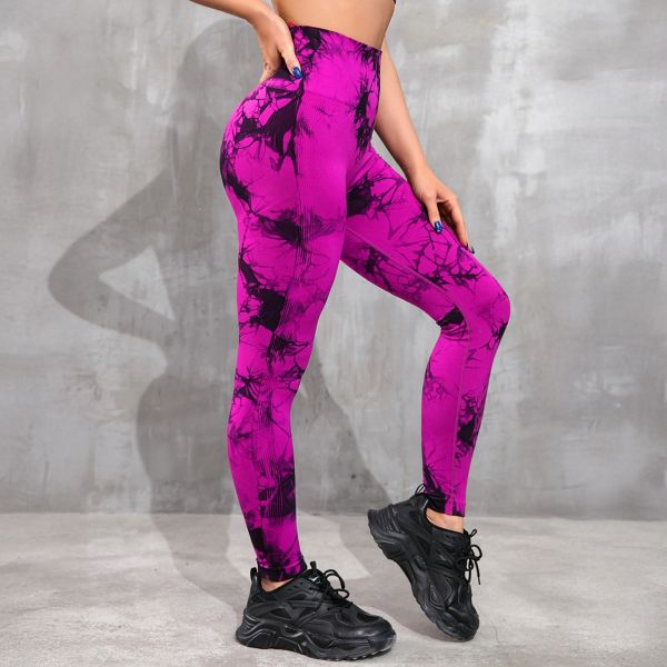 Litro Sport solmuvärjätyt leggingsit fuksia-3