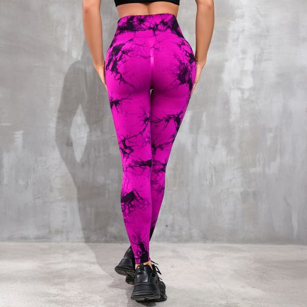 Litro Sport solmuvärjätyt leggingsit fuksia-2