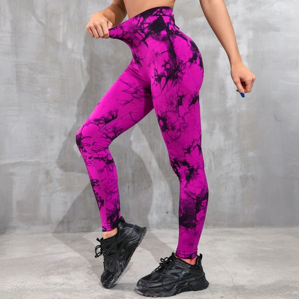 Litro Sport solmuvärjätyt leggingsit fuksia