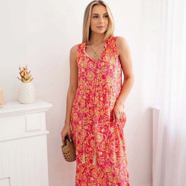Kesi Jayla viskoosinen kukkamekko fuksia-2