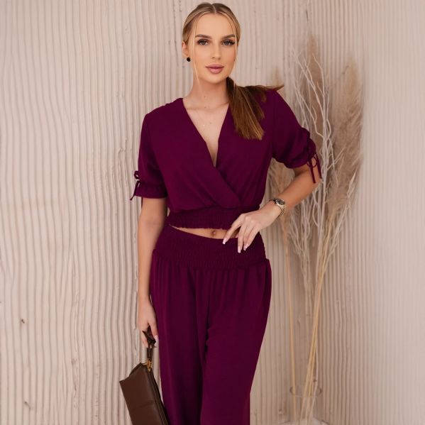 Kesi Janina paita ja housut - setti luumu-2