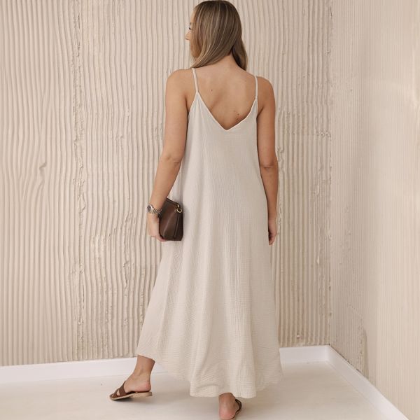 Kesi Joanna puuvillamekko beige-3