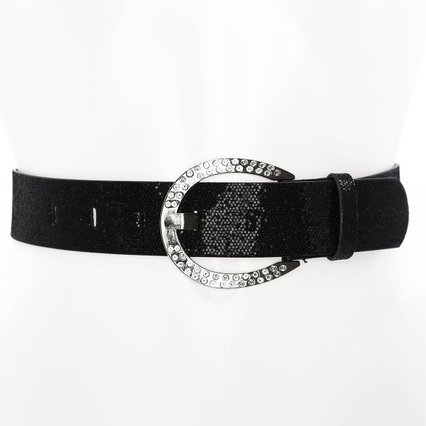 Vyö 106 cm glittermusta