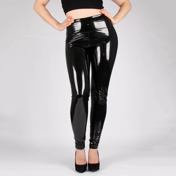 Amber wetlook leggingsit musta-7