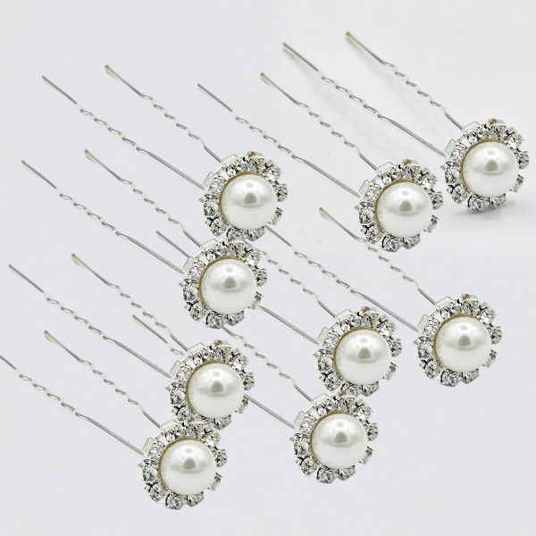 9 kpl hiuskoru strassihelmellä valkoinen