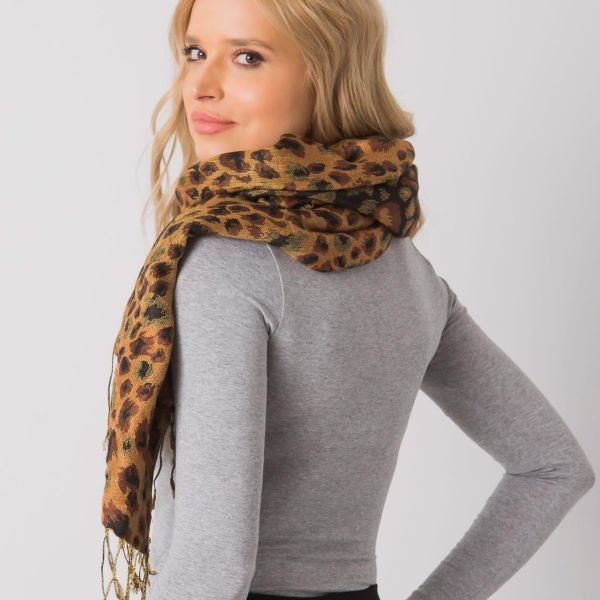 Pashminahuivi leopardikuvio musta/oranssi-3