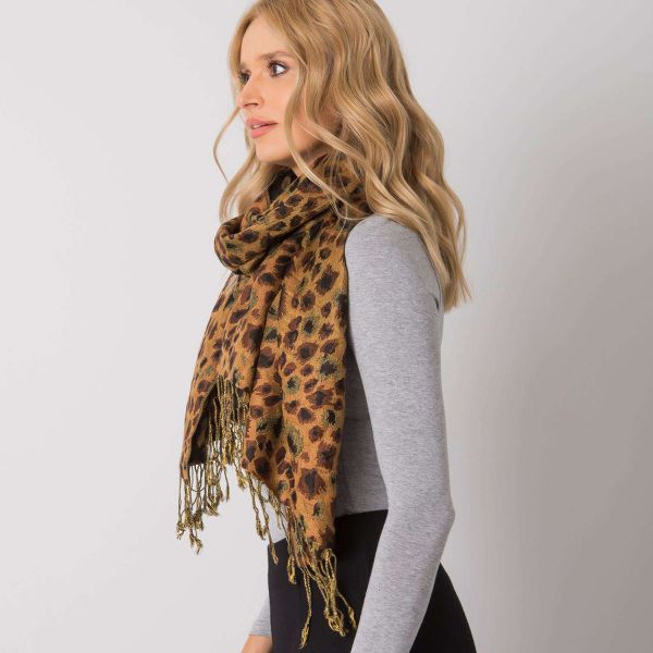Pashminahuivi leopardikuvio musta/oranssi-2