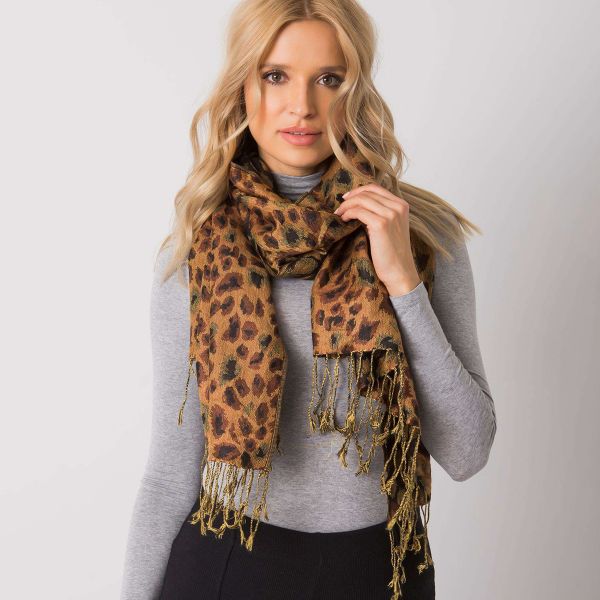 Pashminahuivi leopardikuvio musta/oranssi-1