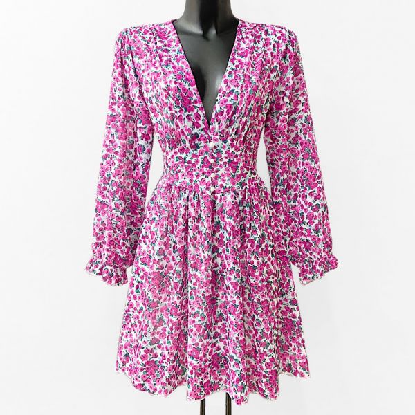 Elle Juliette pikkukukkainen mekko pinkki-1