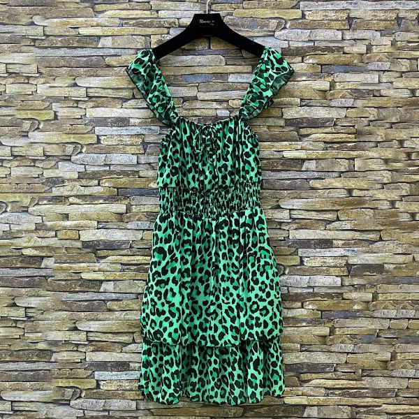 Elle Ophelie leopardikuvoinen mekko vihreä-2