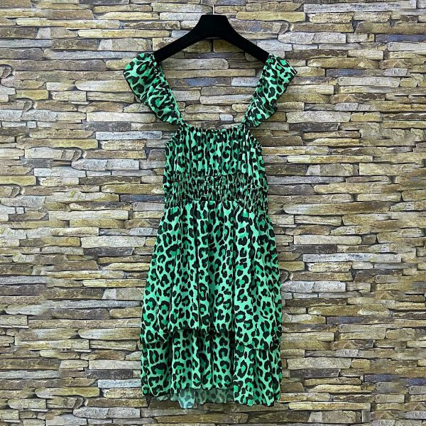 Elle Ophelie leopardikuvoinen mekko vihreä-3