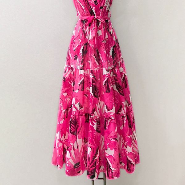 Elle Enola lehtikuvioinen mekko pinkki-3