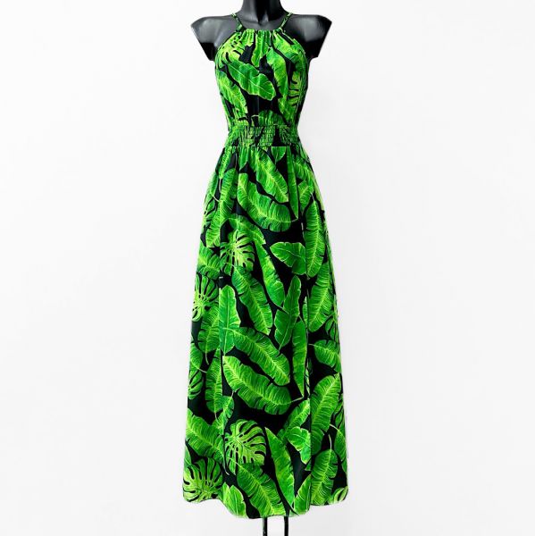 Elle Carina kuvioitu mekko musta/vihreä