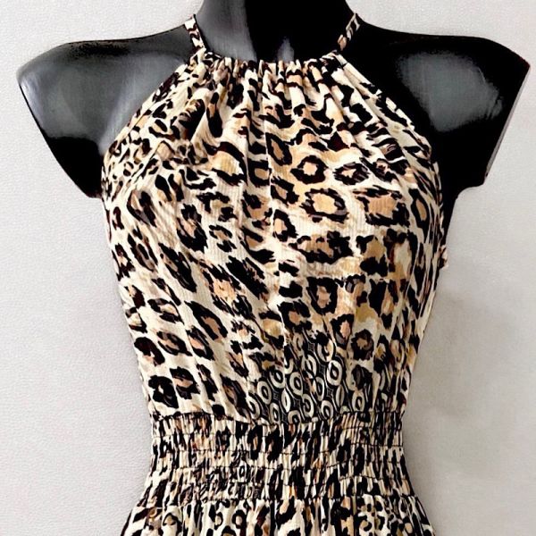 Elle Carina mekko leopardikuvio ruskea-2