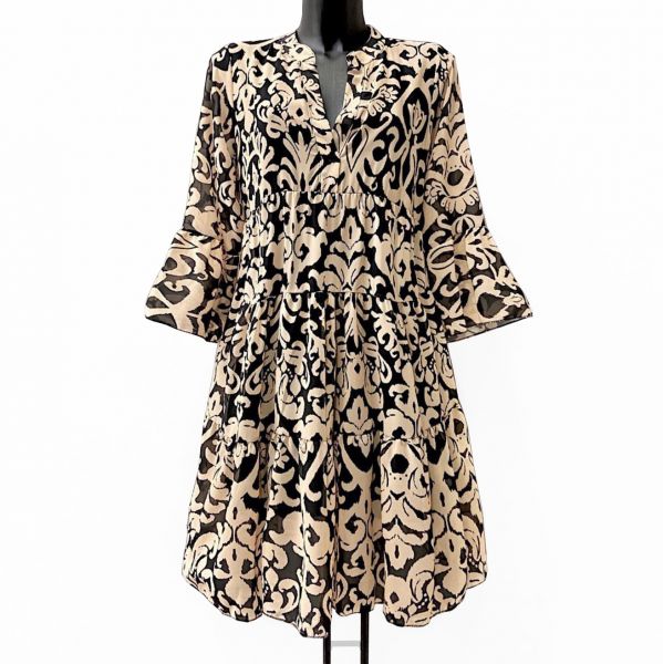 Elle Bella kuvioitu mekko beige-1