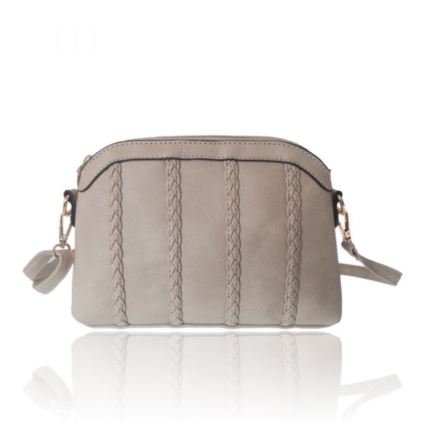 Olkalaukku punoskoristeilla beige