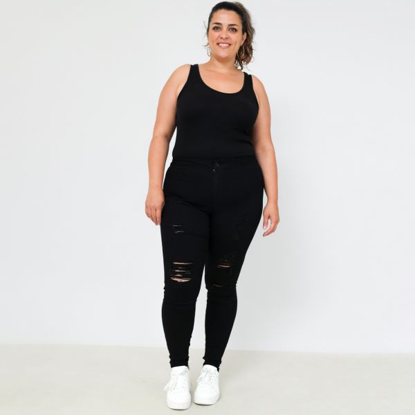 Girl Vivi Ripped stretch-housut musta-5