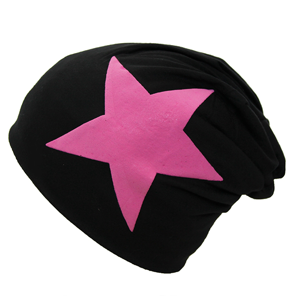 Musta trikoopipo pinkillä tähdellä-1