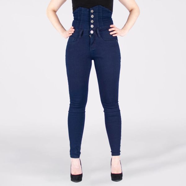 Girl Vivi Buttoned high waist stretchfarkut t.sininen-1