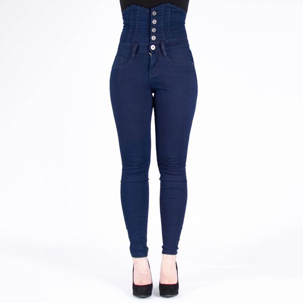Girl Vivi Buttoned high waist stretchfarkut t.sininen-2