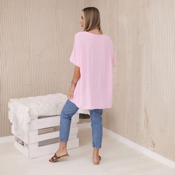 Kesi Solly oversize paita korulla baby pink-3