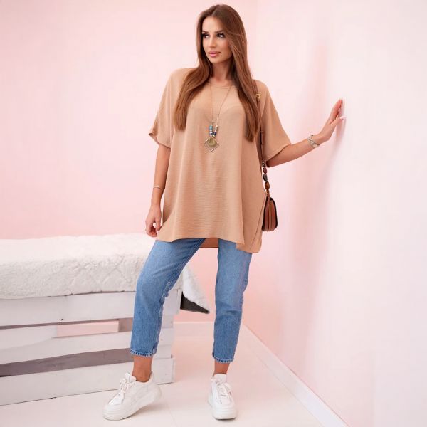 Kesi Solly oversize paita korulla kameli vaalea-2