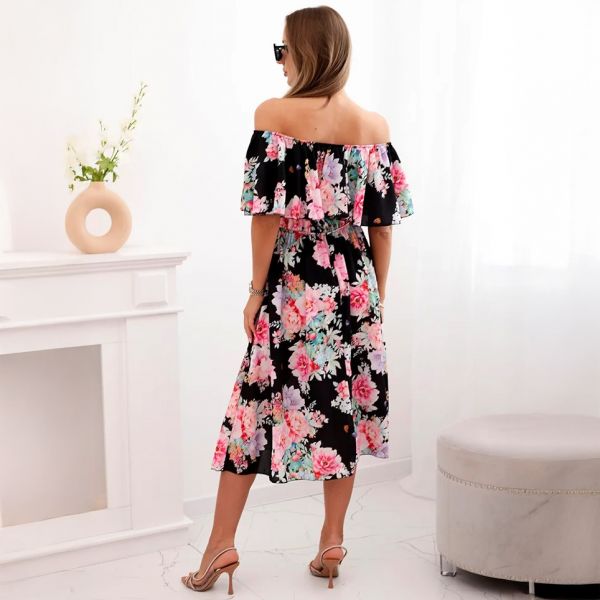 Nanet Off-shoulder kukkamekko musta-3