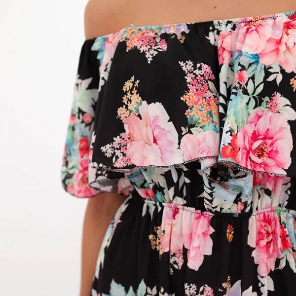 Nanet Off-shoulder kukkamekko musta-4