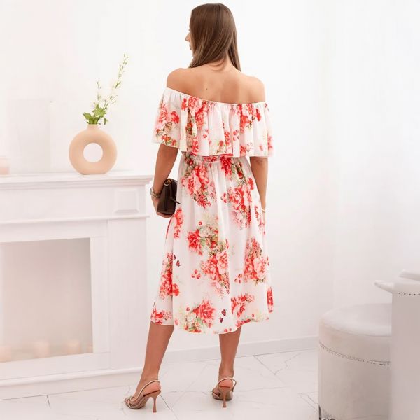 Nanet Off-shoulder kukkamekko valkoinen-3