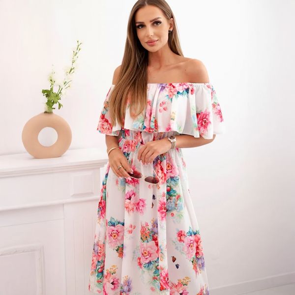 Nanet Off-shoulder kukkamekko valkoinen-2