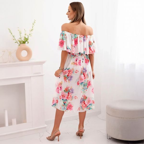 Nanet Off-shoulder kukkamekko valkoinen-3
