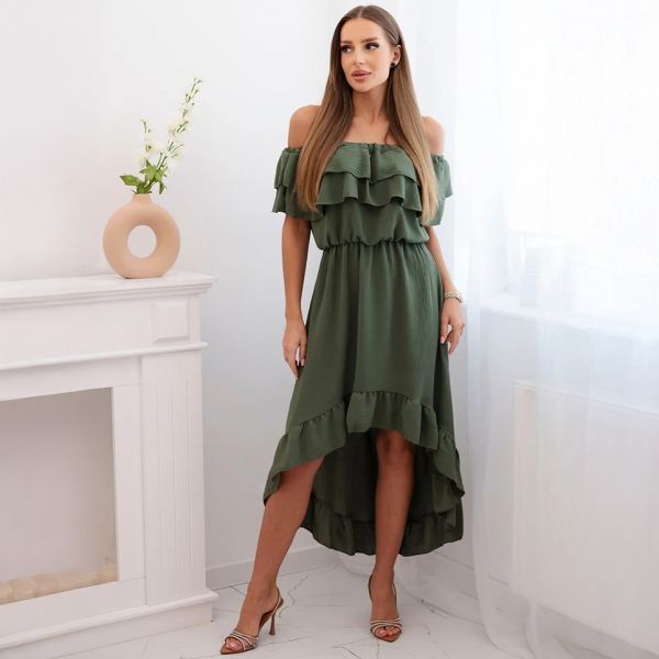 Cecile Off Shoulder mekko khaki-4
