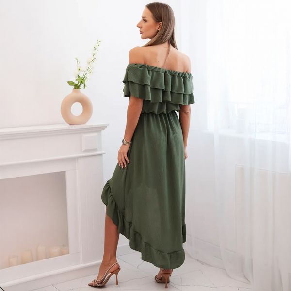 Cecile Off Shoulder mekko khaki-2