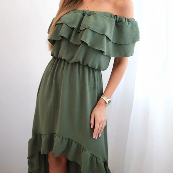 Cecile Off Shoulder mekko khaki-3