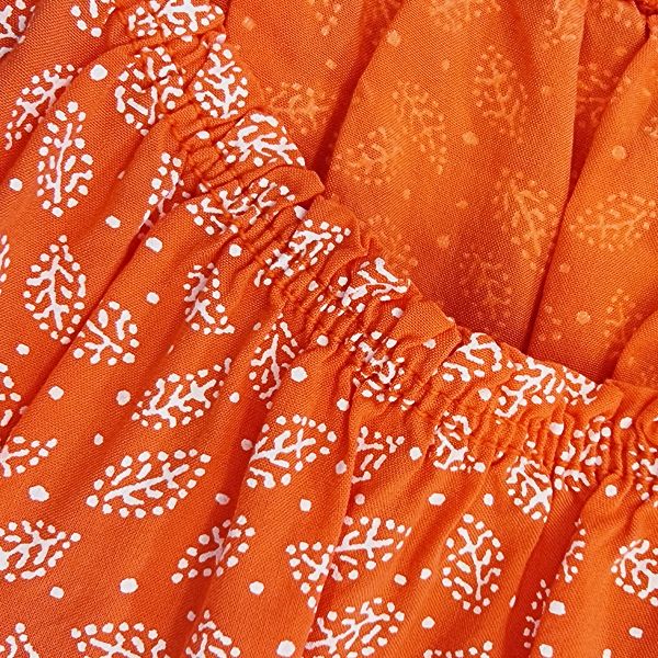 Elle Malena kuvioitu mekko vyöllä oranssi-7