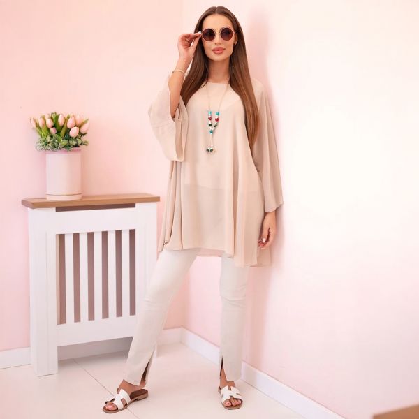 Magda viskoositunika alustopilla beige-3
