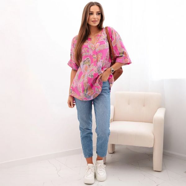 Melly paita puuvillapellavaa pinkki-2