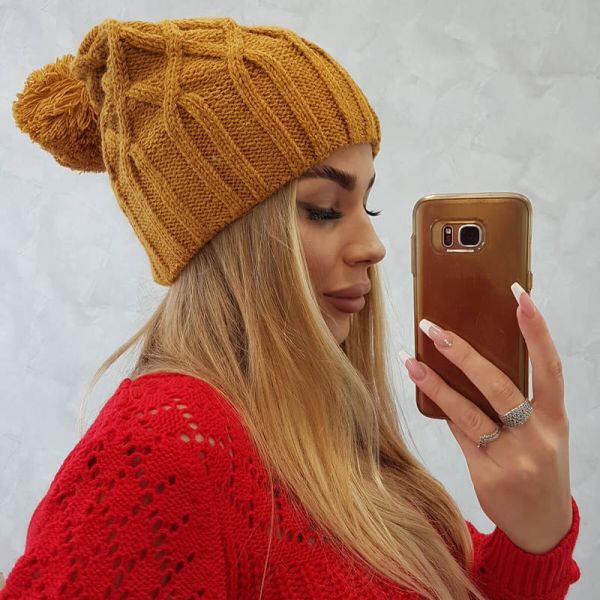 Oliwier Milano fleecevuorattu pipo mustard-1