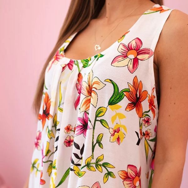 Caitlin kukallinen taskumekko valkoinen-2