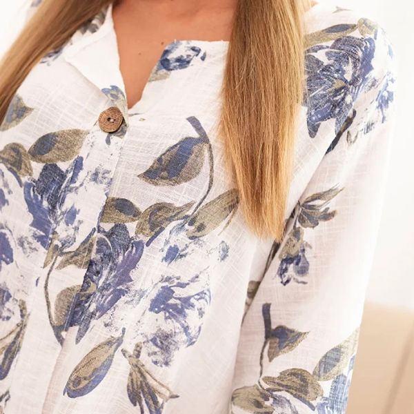 Rocio kukkakuvioinen puuvillamekko valkoinen-4